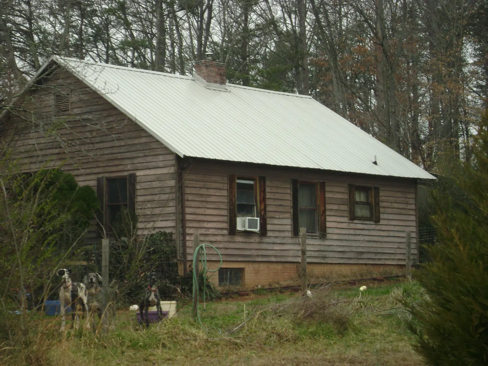 White metal roof on an old wood sided farmhouse, from a Asphalt Shingle Roof Repair job in Rush Center